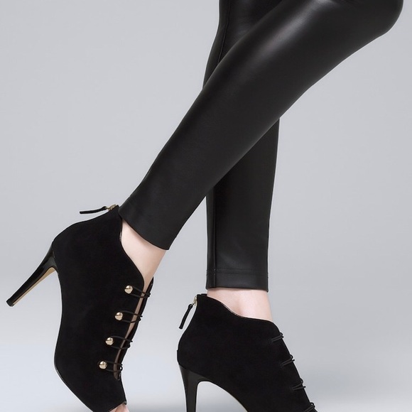 SUEDE PEEP-TOE BOOTIES - Picture 2 of 4